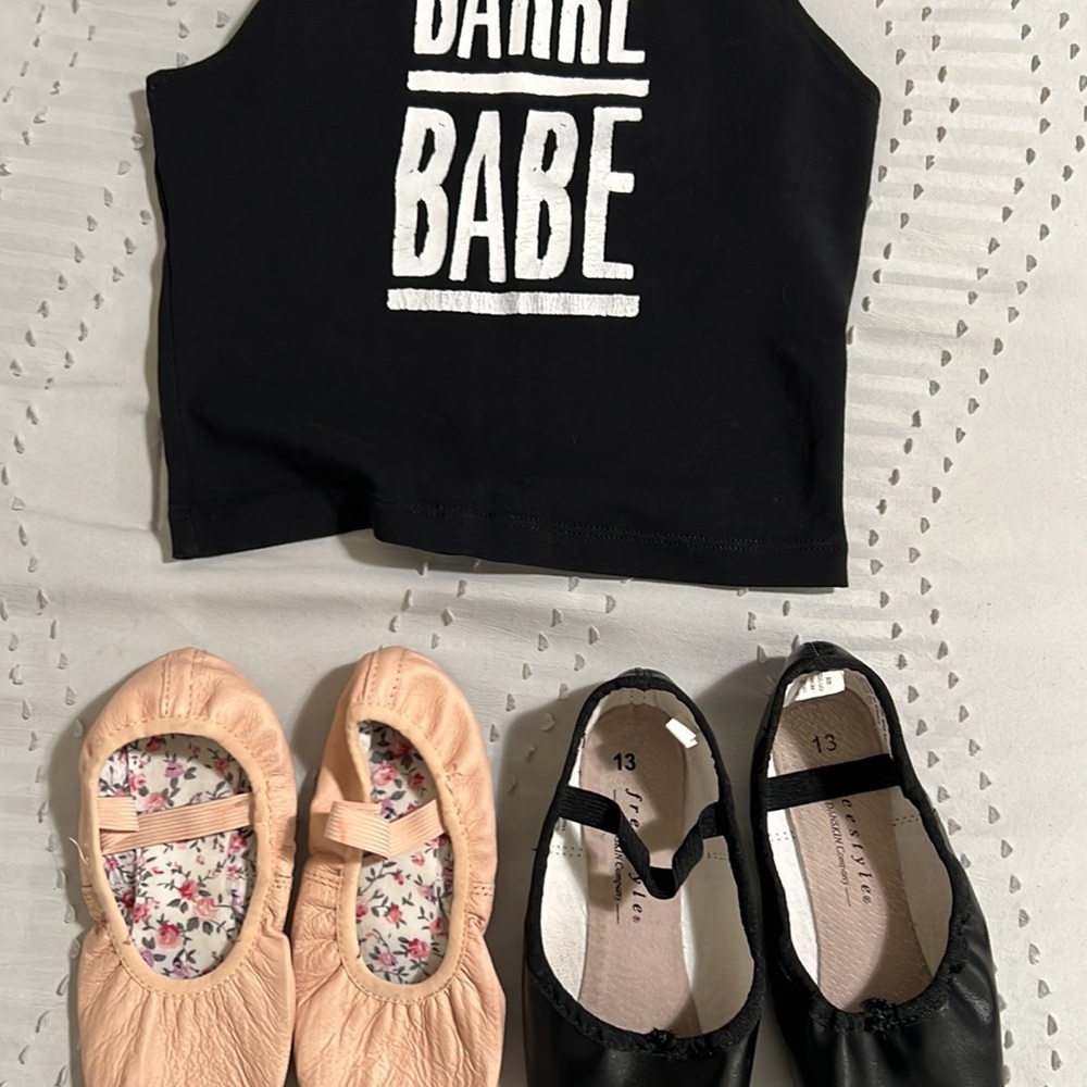 Barre babe tank - 4/5. Both pair of ballet flats size 13.
